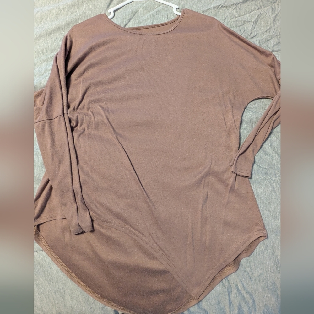 Pink Long Sleeve Relaxed Ribbed Blouse